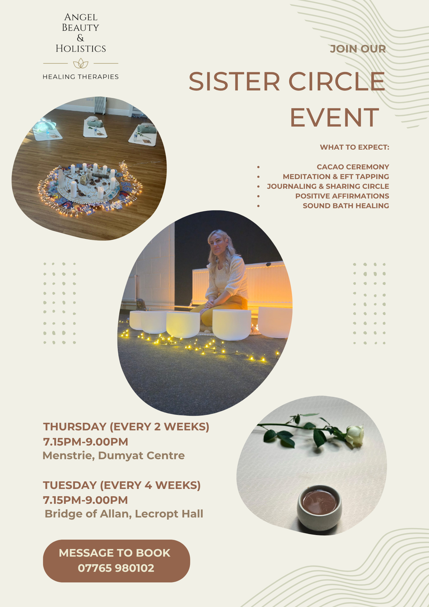 Green Minimalist Yoga and Meditation Class Promotion Flyer sister circles Menstrie